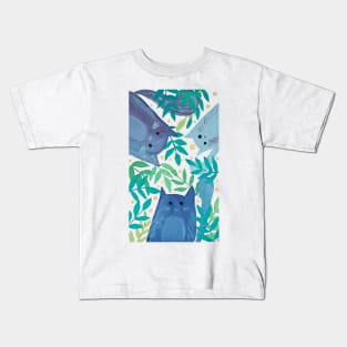 Cats and branches - blue Kids T-Shirt